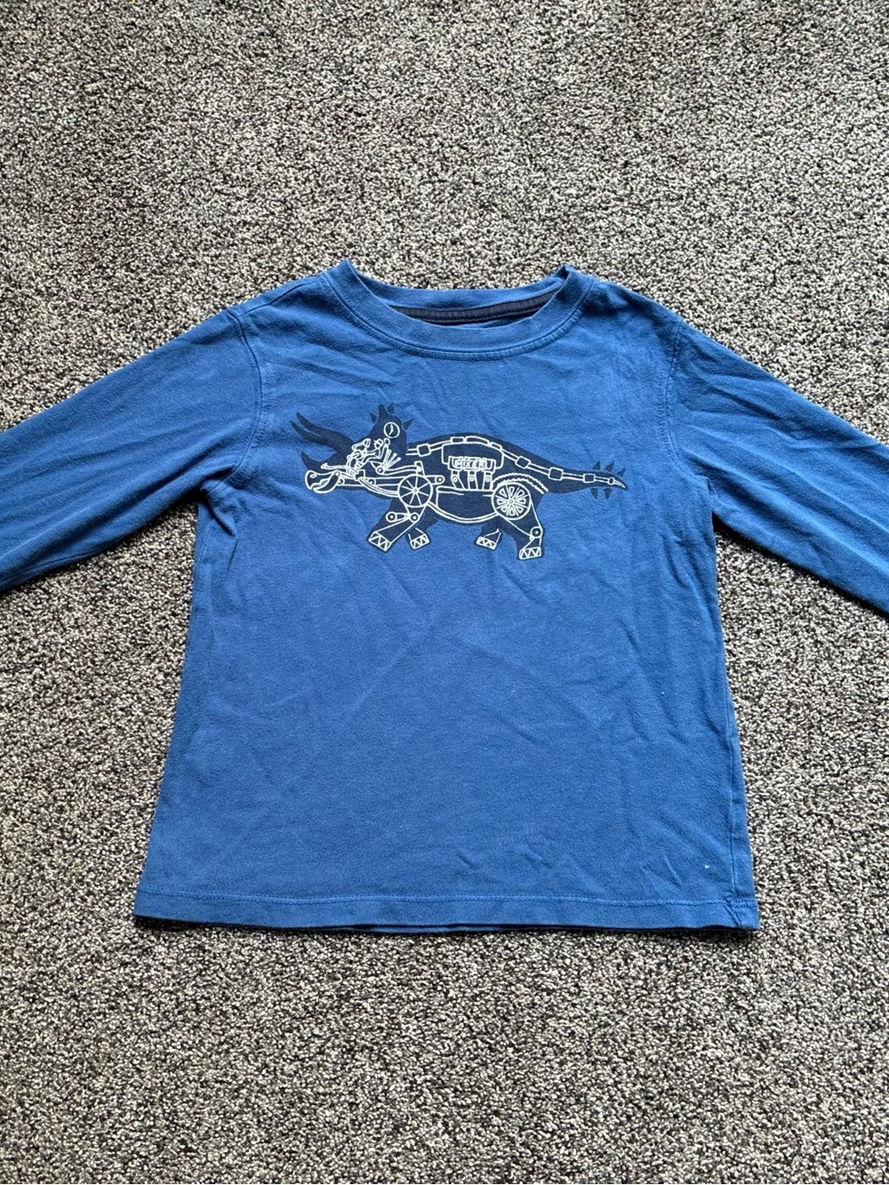 Baby Gap Toddler Boy Blue and White Dinosaur Long Sleeve Tee, Size 4
